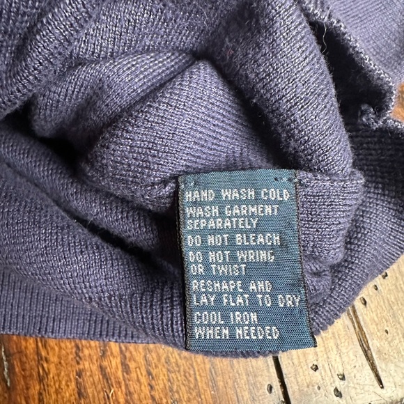 Ralph Lauren Navy Blue Pima Cotton‎ Vneck Sweater -L - Picture 4 of 7